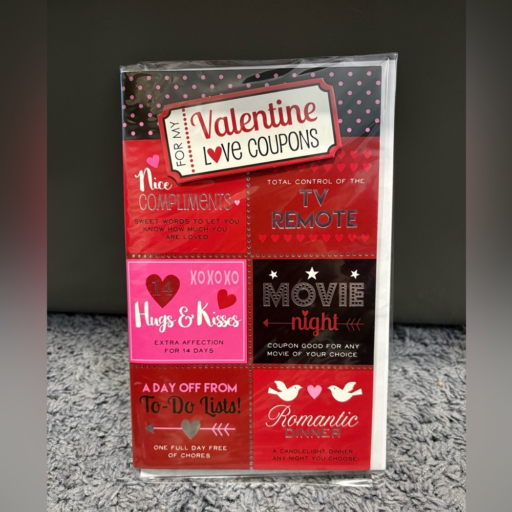 NWT “For My Valentine Love Coupons” Valentine’s Day Card